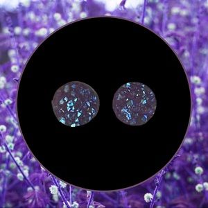 Tiny Purple Glitter Stud Earrings